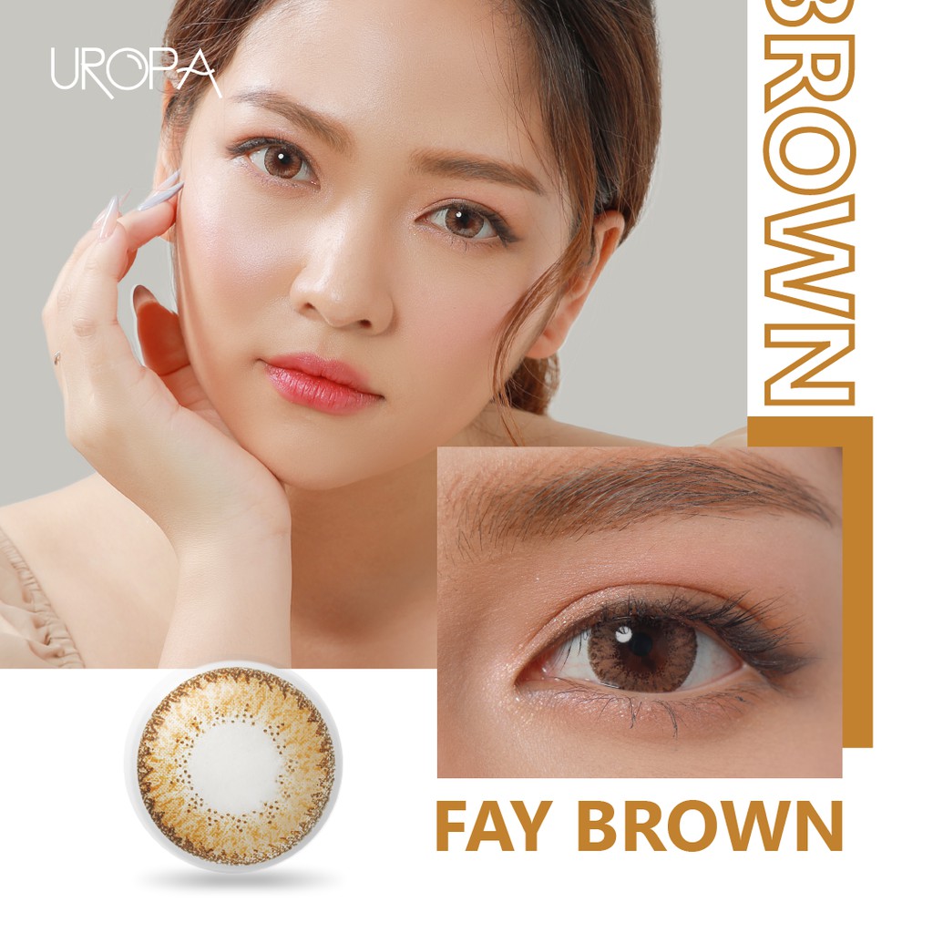 Kính Áp Tròng UROPA: Sử dụng 24/24, Fay Brown (Màu nâu, Hàng cao cấp, Loại 6 tháng, 0.00 - 6.00 độ)