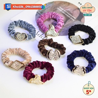 Sỉ 10 buộc tóc hoa và đá vuông đẹp 45k