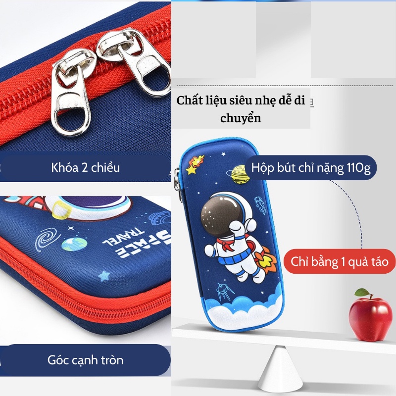 Hộp bút, hộp đựng bút 3D siêu nhẹ in hình hoạt hình xinh xắn cho bé trai bé gái Xu Xu Kids