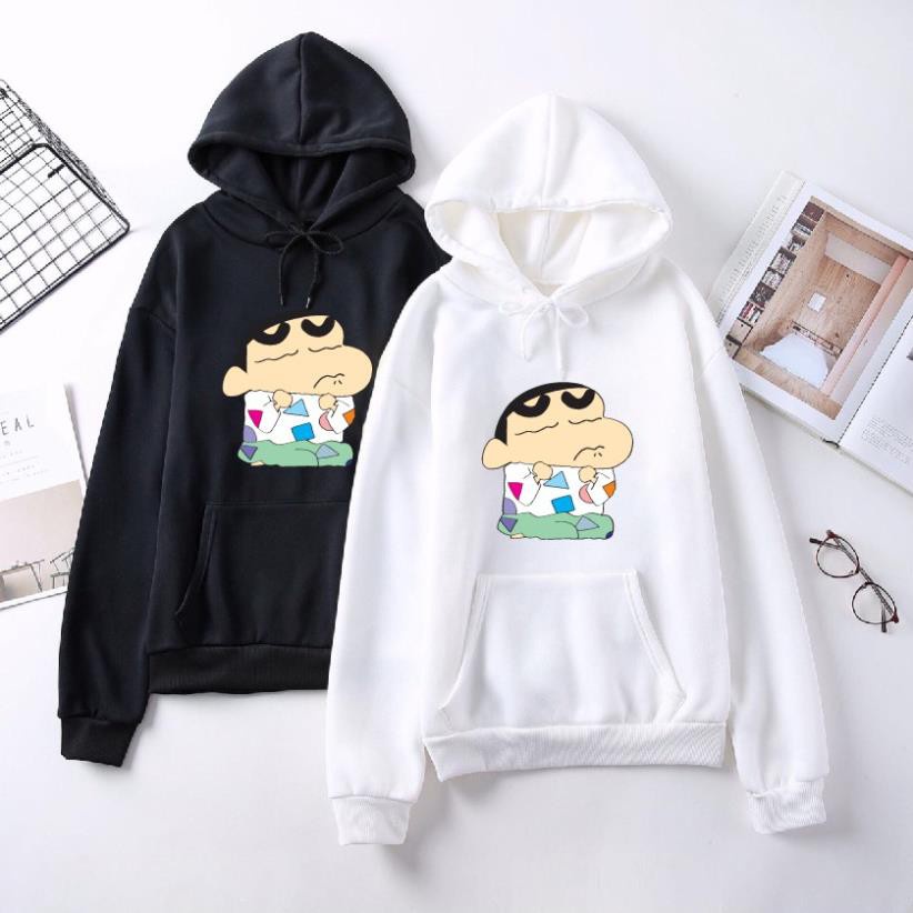 🎁HOT💥 Áo nỉ Hoodie thu đông cậu bé bút chì Shin hoạt hình form suông rộng có mũ unisex, chất nỉ bông siêu ấm