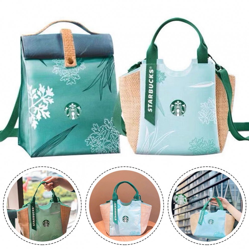 Túi canvas đựng hộp cơm trưa in logo Starbucks