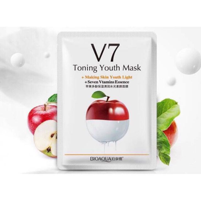 Mặt nạ giấy dưỡng da mụn cấp ẩm thải độc V7 Toning Youth Mask Bioaqua | Thế Giới Skin Care