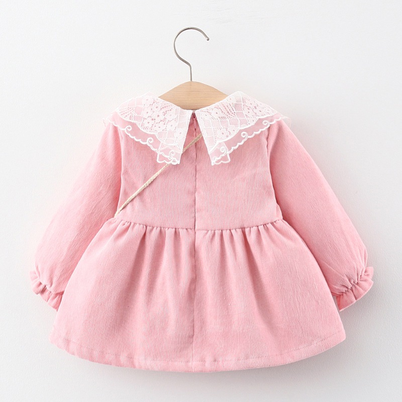 KIDBLUE Korean A Girl's Long-sleeved Lace Dress With A Bag