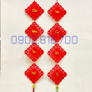 Khánh vuông Khánh Quạt Dây treo nhung đỏ - Liễng nhung đỏ hình vuông - quạt - lồng đèn treo cửa phụ kiện trang trí tết