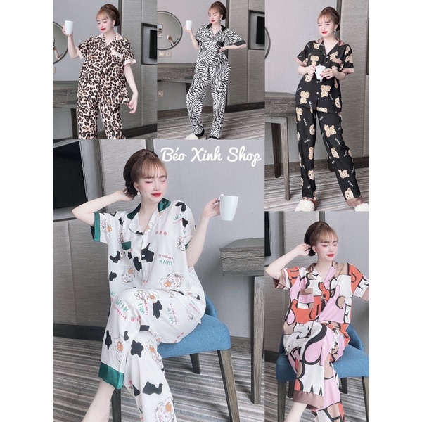 Đồ Bộ Bigsize Pyjama Béo Xinh Tay Ngăn Quần Dài Cao Cấp Kiểu Dáng Đẹp Vải Satin Lạnh,lụa nhật Mặc Cực Thích