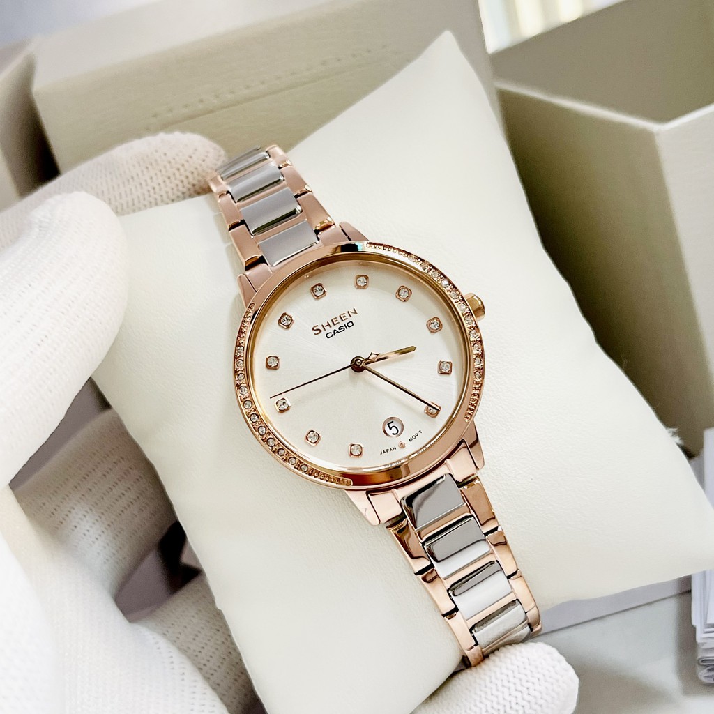 Đồng Hồ Nữ Dây Thép Không Ghỉ Chính Hãng Casio SHEEN SHE-4056SPG-7A