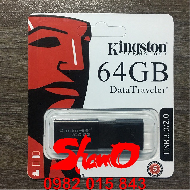 USB 3.0 Kingston 64GB – DataTraveler 100G3 – Chính hãng – Bảo hành 5 năm