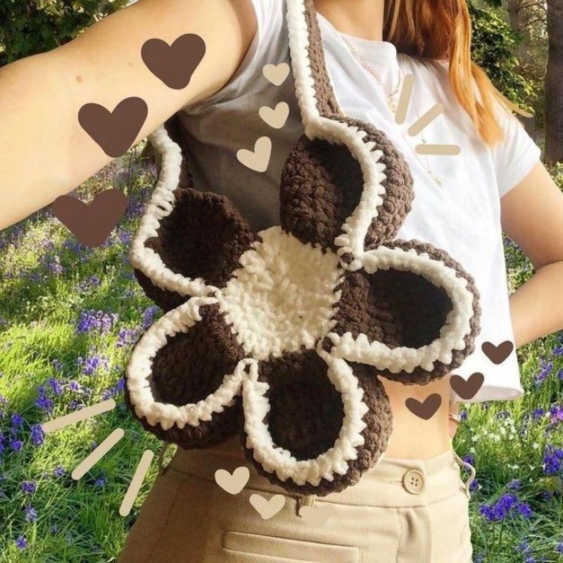 Crochet flowers bag/ crochet bag/ túi len hình bông hoa