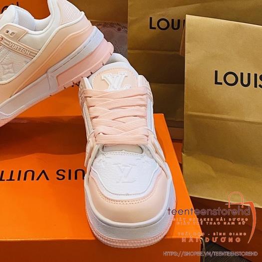 Giày thể thao nữ louis vuitton hồng nhạt , Giày LV Trainer Sneaker hồng. Giày LV hồng size 36-39