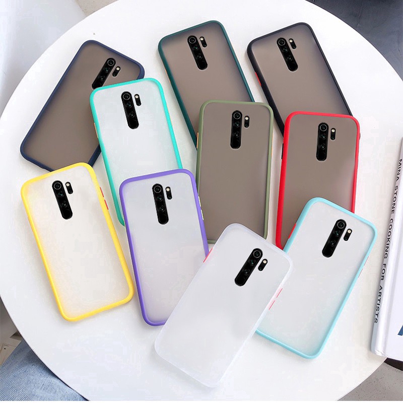 Ốp điện thoại chống sốc màu trơn không bám dấu vân tay thời trang cho Xiaomi Mi Redmi 9 9A 9C Note 9 9S 4 4X 6 Pro Max