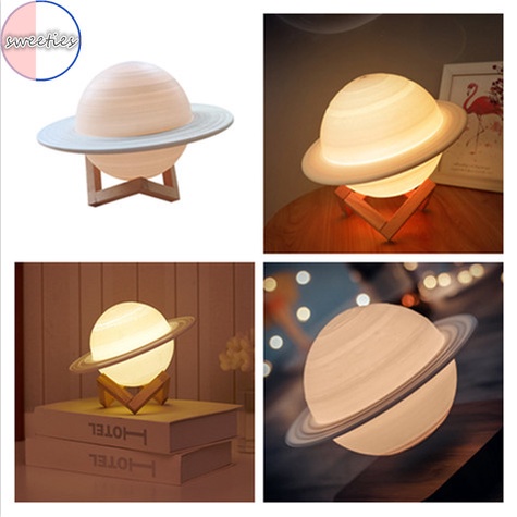 【sweet】1pc home Creative Rechargeable USB Saturn Star shape warm light Bedroom Bedside Lamp Switch Lighting