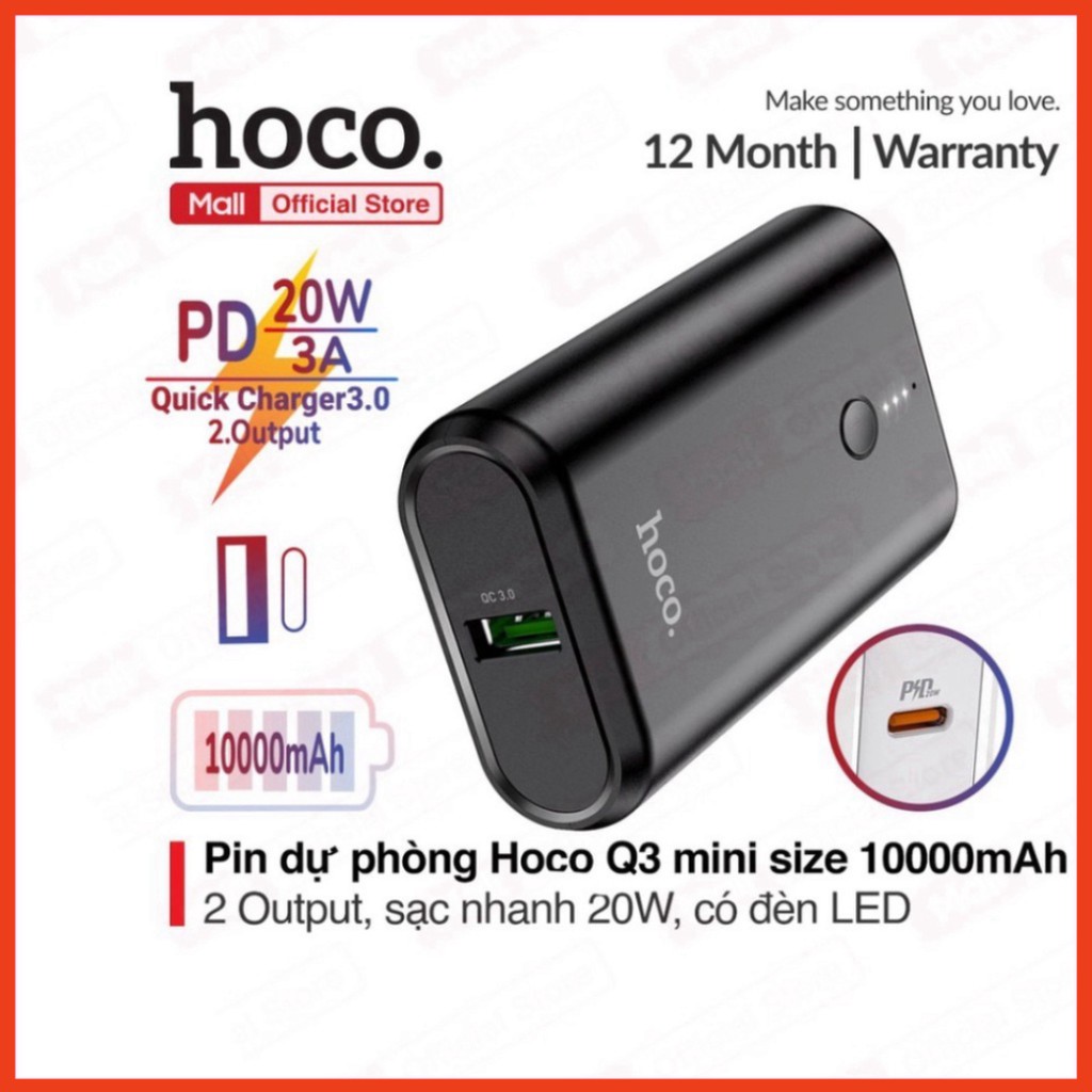 Sạc Dự Phòng mini Siêu Tốc 20W Q3.0. 10000mah. Sạc Dự Phòng Chính Hãng Hoco Q3 .6789