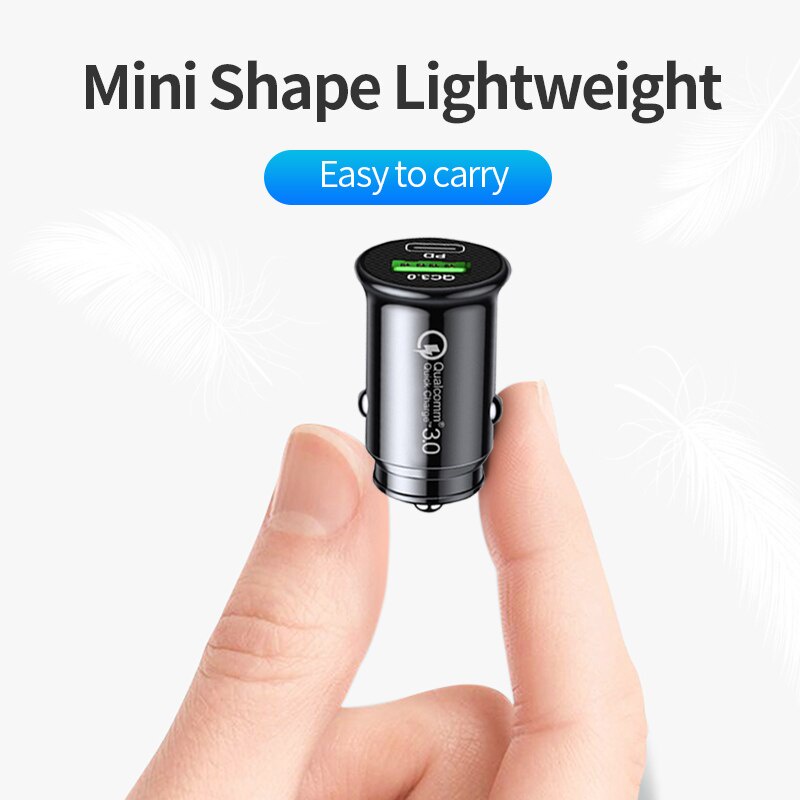 Bộ sạc xe hơi mini SEAMETAL QC3.0 PD 20W USB Type-C hỗ trợ sạc nhanh cho điện thoại