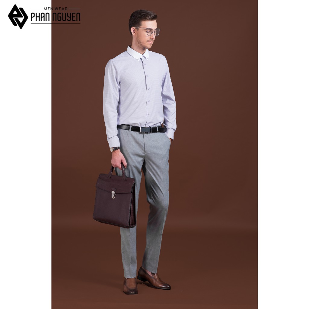 Áo sơ mi nam dài tay cao cấp PHAN NGUYỄN dáng slim fit, chất liệu cotton poly mịn mát, hạn chế co nhăn SMD.595 | BigBuy360 - bigbuy360.vn