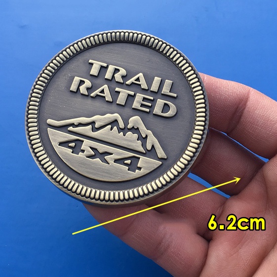 Logo dán xe Trail Rated tròn hợp kim đường kính 6.2cm