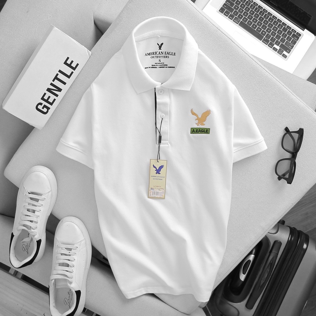 Áo thun polo nam trơn big size 3XL 90kg A.Eagle - Áo thun nam có cổ cotton cá sấu cao cấp, form suông thoải mái
