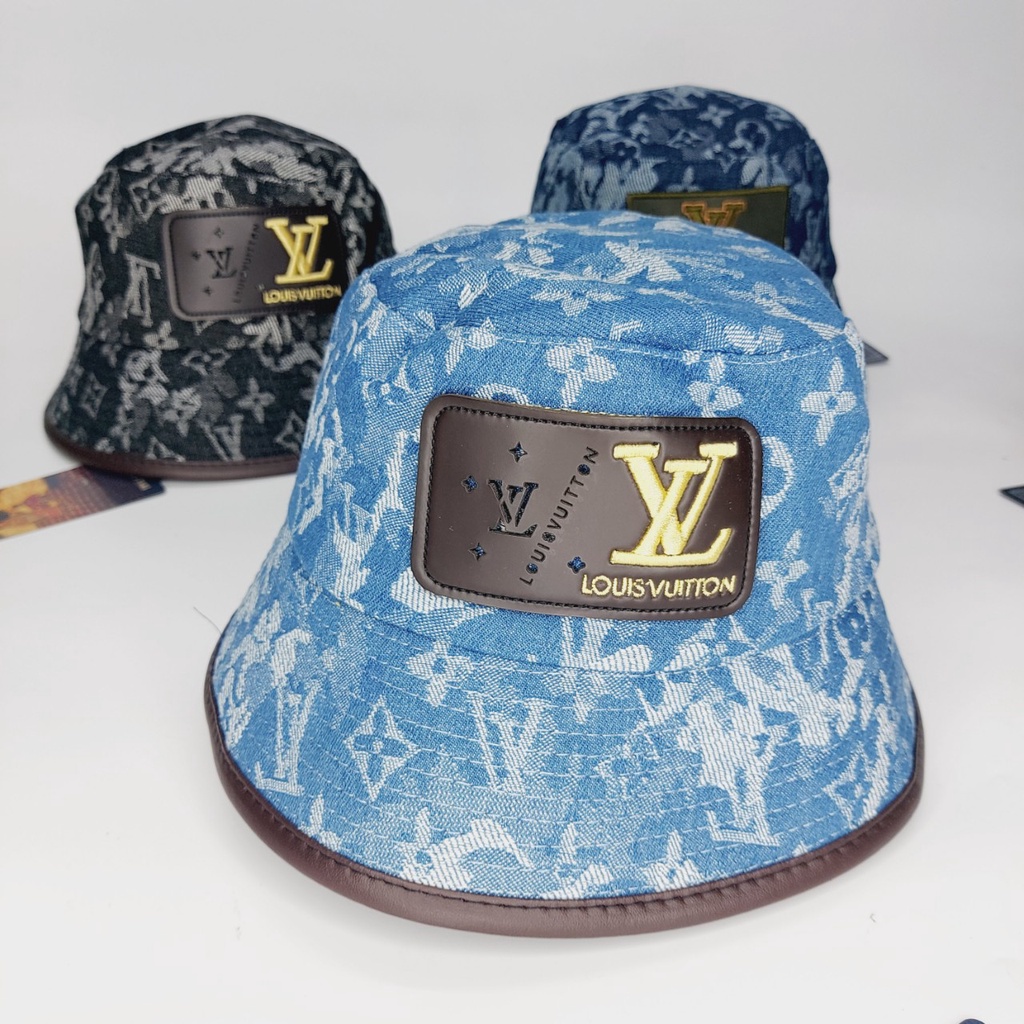 Nón vành tròn , Mũ bucket LV logo da thêu nổi màu quát loang nhiều màu cực đẹp