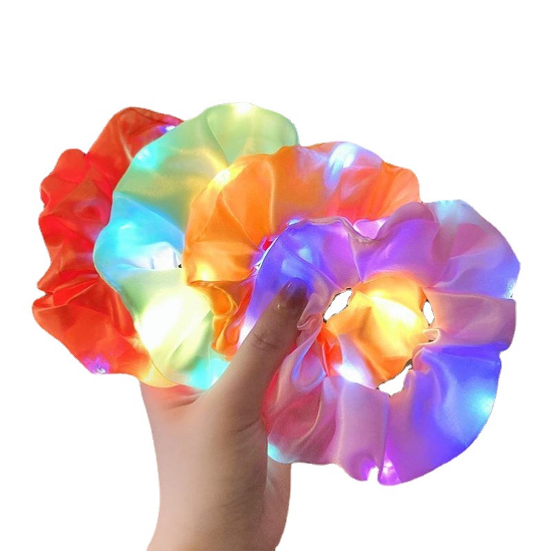 Dây buộc tóc cao su co giãn gắn đèn LED nhiều màu sắc xinh xắn dành cho nữ