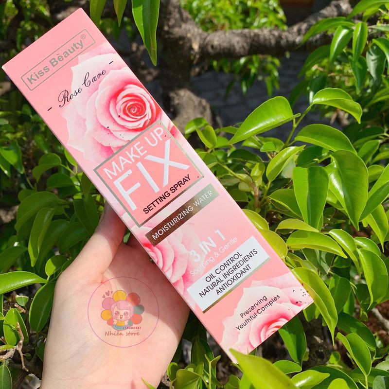 Xịt khoáng khóa  nền hoa hồng Kiss Beauty 3 in 1 150ml. Xịt khóa nền. | BigBuy360 - bigbuy360.vn