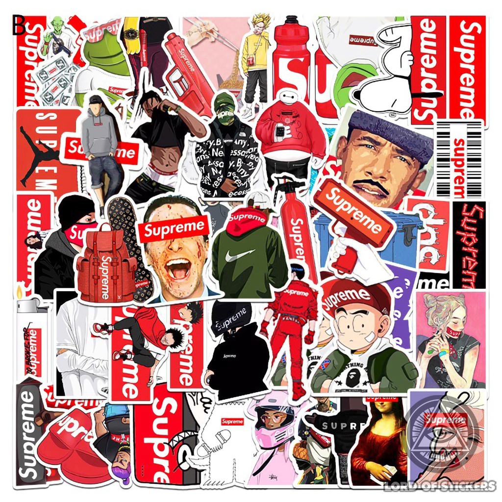 Set 54 Hình Dán SUPREME Sticker Brand Logo Siêu Chất Chống Thấm Nước Trang Trí Mũ Bảo Hiểm, Laptop, Điện Thoại, Vali, Sổ