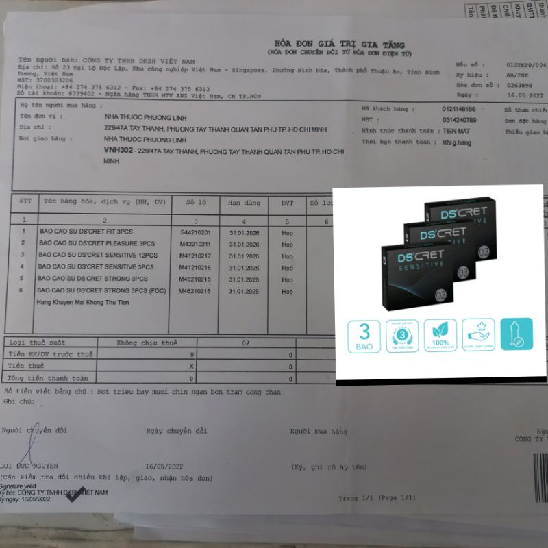 Bao cao su DS'CRET hàng chính chãng