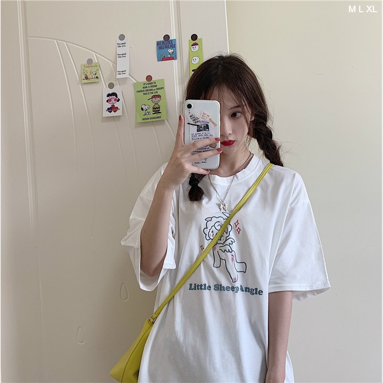 Áo thun tay lỡ  Litte Sheep Angel  phông Unisex nam nữ tee oversize form rộng pull Ulzzang Streetwear Hàn Quốc vải mềm