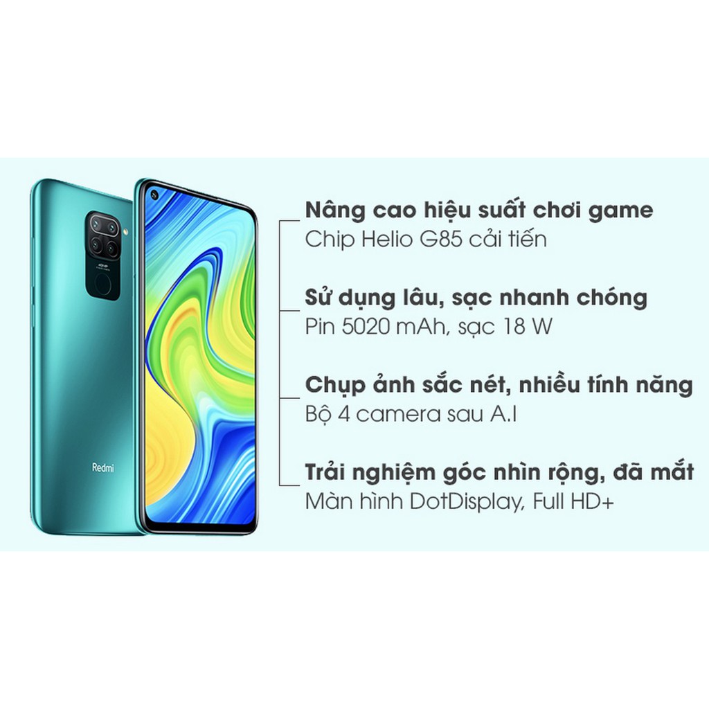 Điện thoại Xiaomi Redmi Note 9 - Hàng chính hãng - Bảo hành điện tử 18 tháng