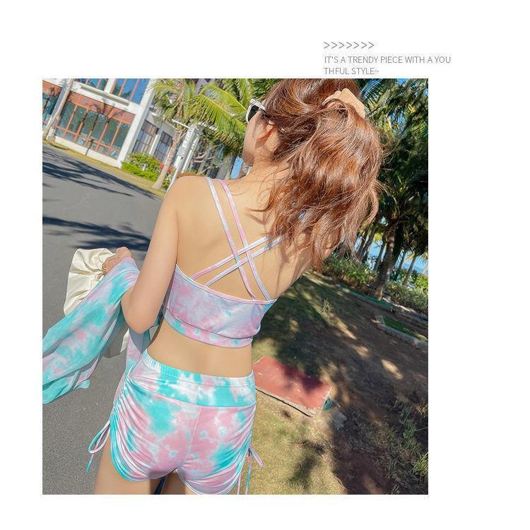 Bikini nữ ba mảnh đi biển xẻ tà dáng trẻ trung ôm eo nóng bỏng che bụng với áo ngực không có gọng thép | BigBuy360 - bigbuy360.vn