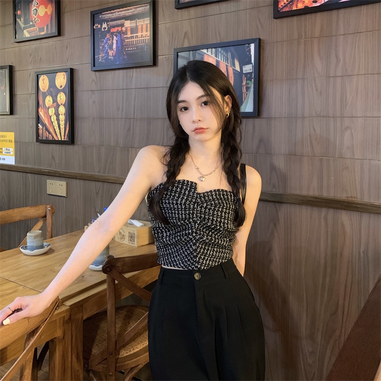 XIAO ZHAI NV QADCOL Áo Ống Thiết Kế Độc Đáo Phong Cách Hàn Quốc Cá Tính Cho Nữ