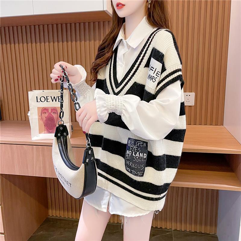 Áo Sơ Mi Không Tay Dáng Rộng Cổ Chữ V Phong Cách Thời Trang Hàn Quốc