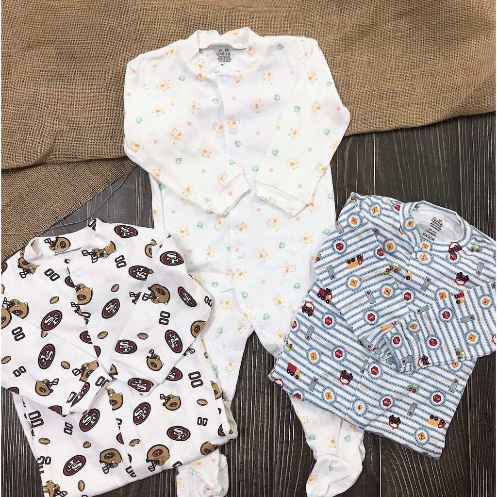 Bộ Bodysuit Dài Tay Cho Bé Trai Và Bé Gái hàng xuất dư xịn 0-9M ngẫu nhiên set 3