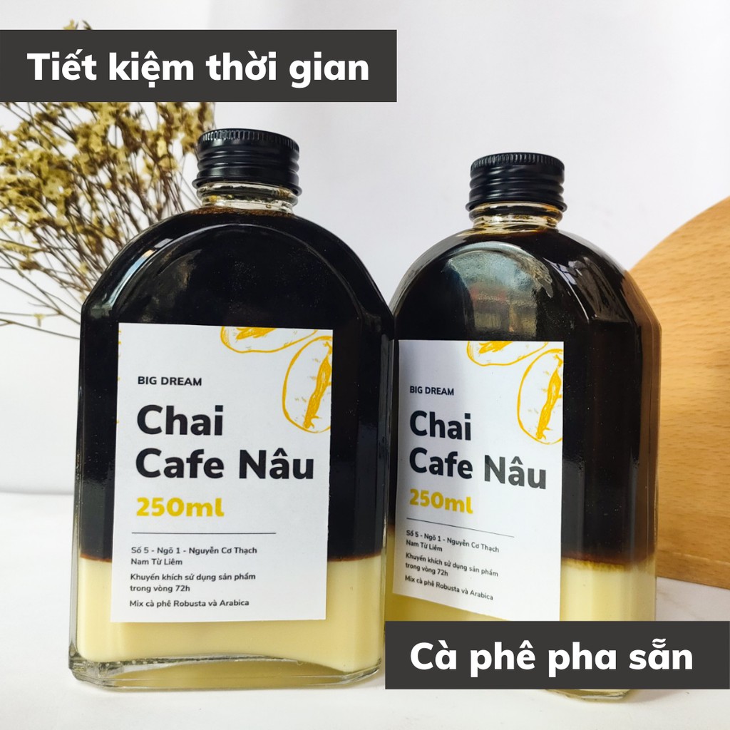 Cà phê nguyên chất đóng chai pha sẵnNâu 250ml phin cafe rang xay truyền thống đậm đà gia đình và văn phòng