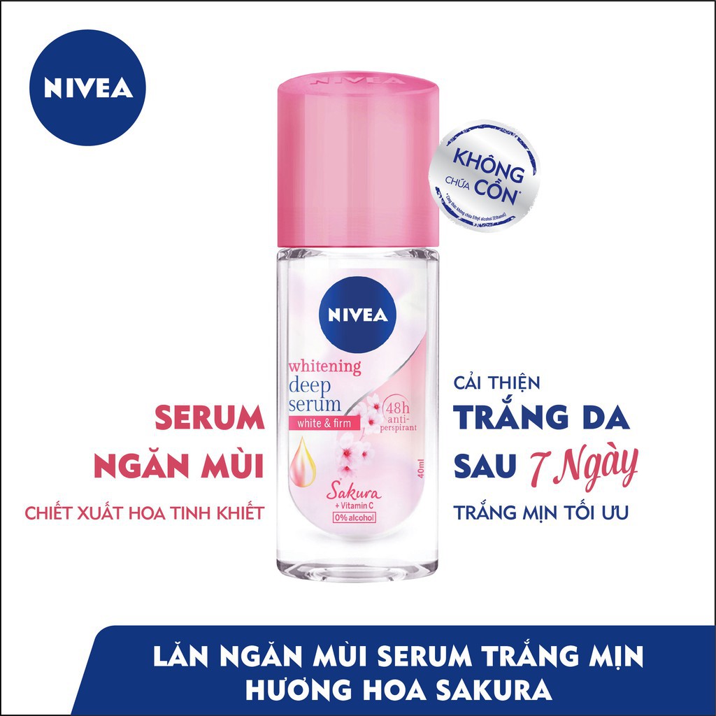 Lăn Ngăn Mùi Nivea Serum Sáng Mịn Hương Hoa Sakura Whitening Deep Serum Sakura 40ml