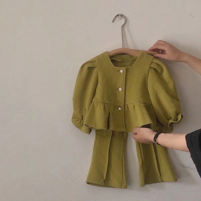 [Babycat] Hàng Có Sẵn Áo Khoác Hai Mảnh Màu Trơn Phong Cách Nhật Bản Hàn Quốc Thời Trang Mùa Thu Dành Cho Bé Gái