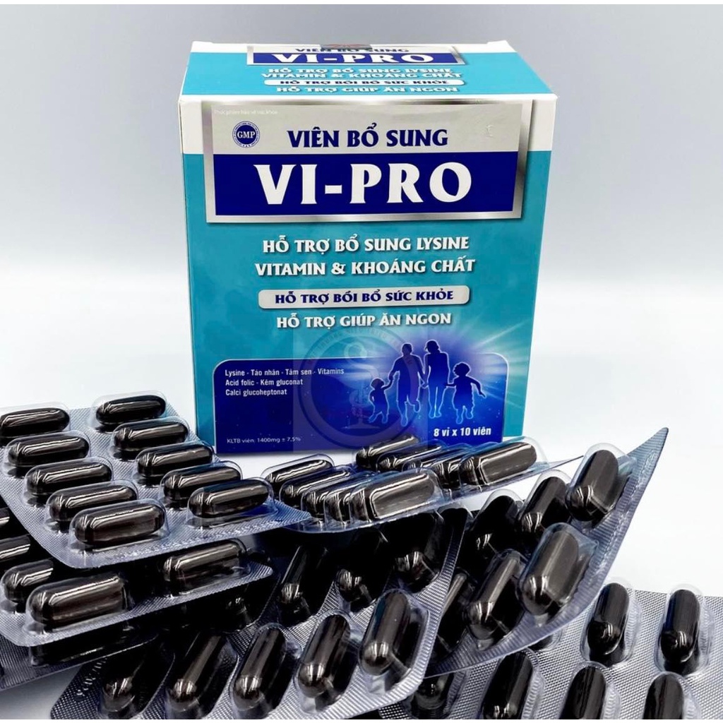Viên uống bổ sung vitamin, khoáng chất VI - PRO giúp ăn ngon và tăng cân hiệu quả - Hộp 80 viên