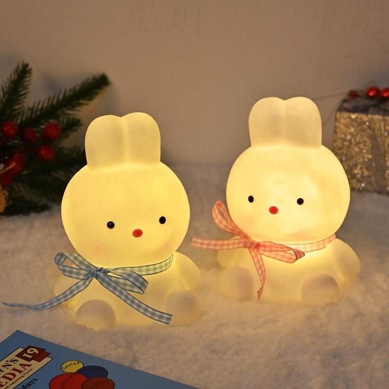 Đèn Ngủ LED Hình Thỏ 3D Sáng Tạo Chạy Pin Trang Trí Phòng Ngủ Cho Bé