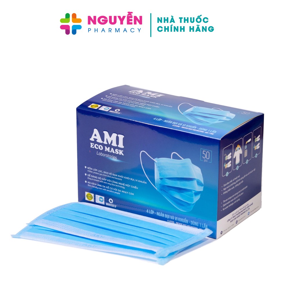 [HÀNG CÔNG TY] Khẩu trang y tế AMI - 4 lớp kháng khuẩn, ngăn khói bụi, vi khuẩn