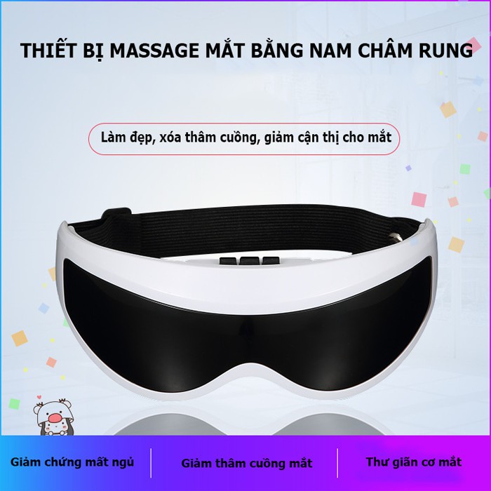 Kính massage mắt [GIẢM THÂM CUỒNG, MỎI MẮT] bằng từ tính nam châm rung /-li Máy massge trị liệu giảm căng thẳng nhức mỏi