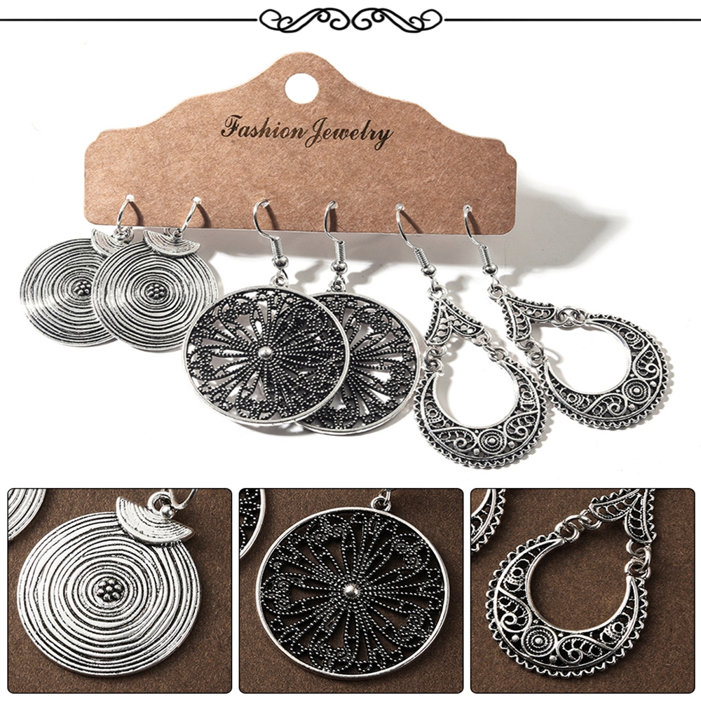 Set 3 Đôi Khuyên Tai Phong Cách Boho Cổ Điển Cho Nữ|Bộ Bông Tai Dân Tộc Thời Trang