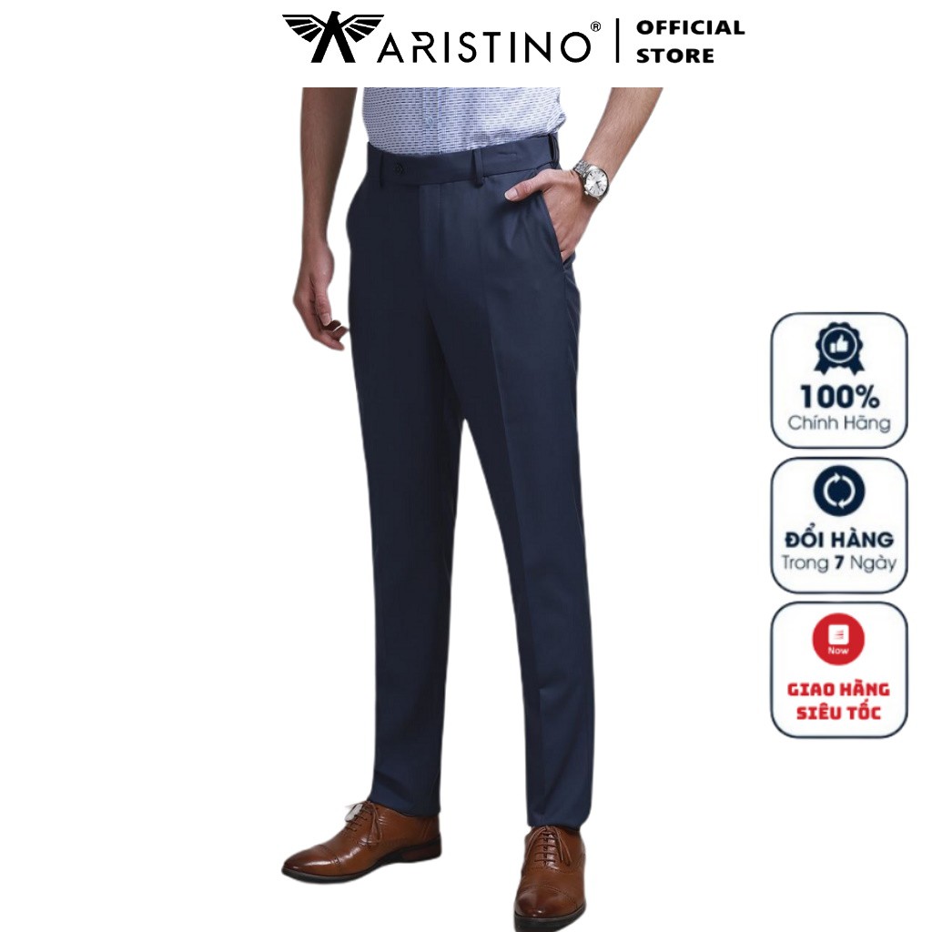 Quần Tây Nam Aristino ATR00708 Quần Âu Nam Màu Xanh Tím Than 51 Dáng Regular Fit Vải Polyester