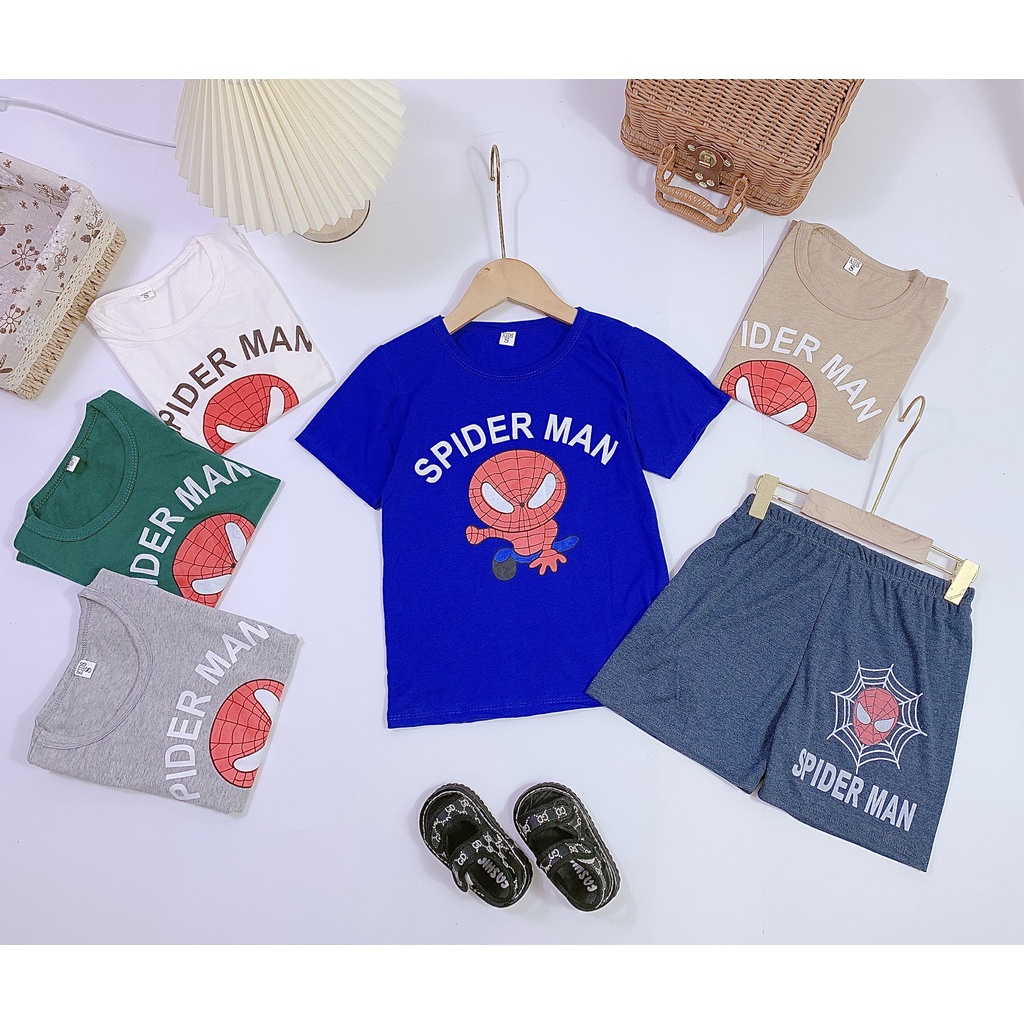 ( Size nhỡ 20~30kg) Bộ siêu nhân bé trai cộc tay chất cotton mềm