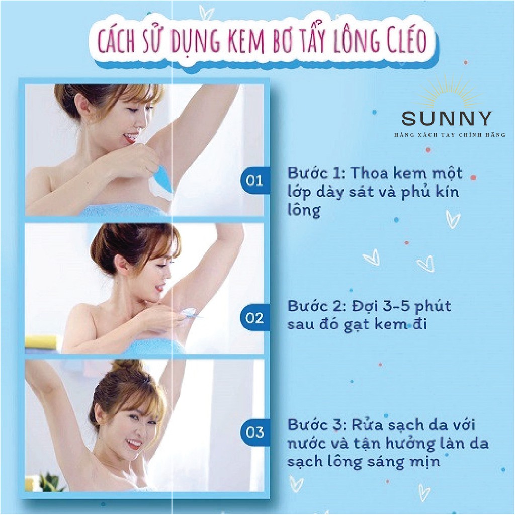 Kem tẩy lông Cleo 50g, tẩy lông nhanh 5 phút, 100% không đau rát