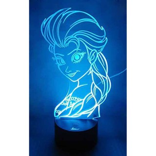 Đèn ngủ 3d công chúa Elsa, nàng tiên cá, ngựa Pony, Sonic