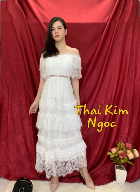 Đầm dự tiệc maxi ren trễ vai cao cấp kèm ảnh thật | BigBuy360 - bigbuy360.vn