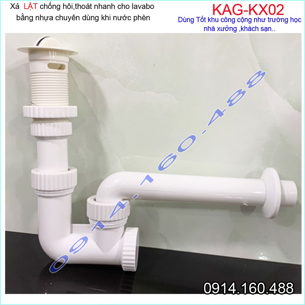 Xả chậu lavabo nhựa Roca KAG-KX02, Xả lavabo cho nước nhiễm phèn chất liệu nhựa 100%