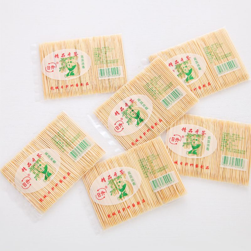 [Hàng mới về] Set 100 tăm xỉa răng hai đầu bằng gỗ tre dùng một lần tiện dụng hợp vệ sinh