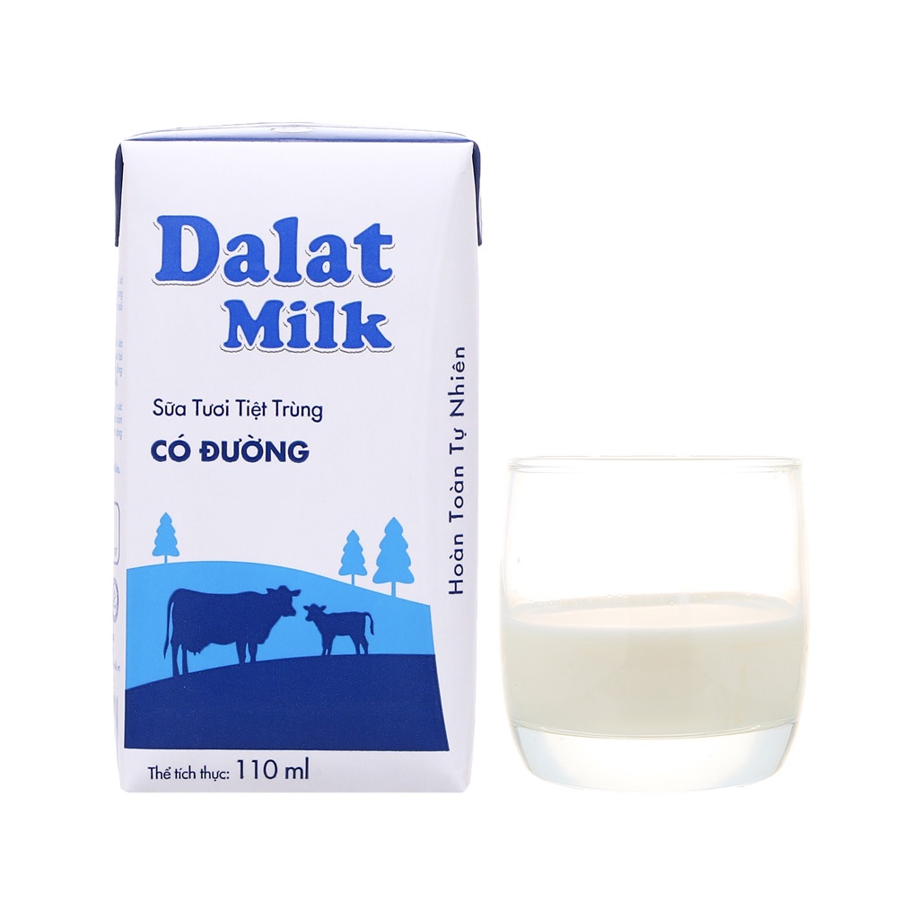 THÙNG 48 HỘP 110ML SỮA TƯƠI TIỆT TRÙNG ĐÀ LẠT  MILK