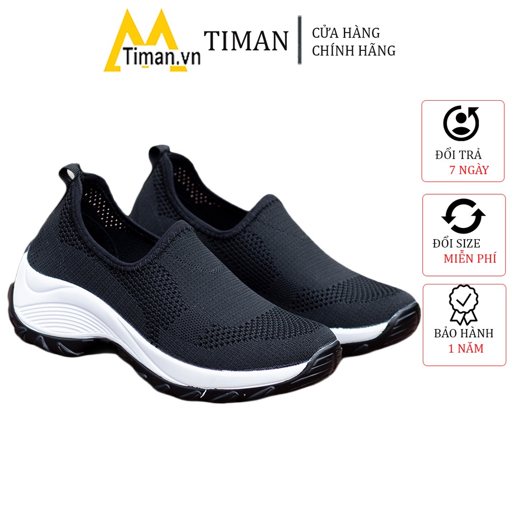 Giày thể thao nữ cho trung niên sneaker độn đế đẹp màu trắng siêu nhẹ chất liệu vải bảo hành 1 năm N84 TIMAN