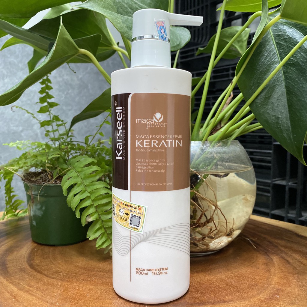 Keratin Maca Karseell dạng gel phục hồi tóc hư nát trước khi uốn duỗi nhuộm 500ml