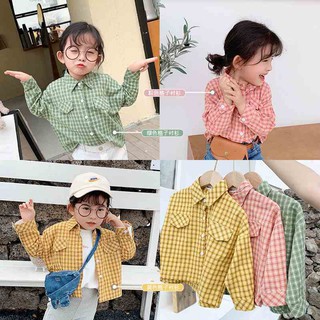 Áo Sơ Mi Caro Nhỏ Tay Dài Phong Cách Phương Tây Thời Trang Mùa Xuân Cho Bé Gái 2021